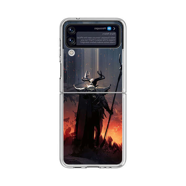 Dark Fantasy Warrior with Horned Helmet Samsung Galaxy Z Flip 4 Case