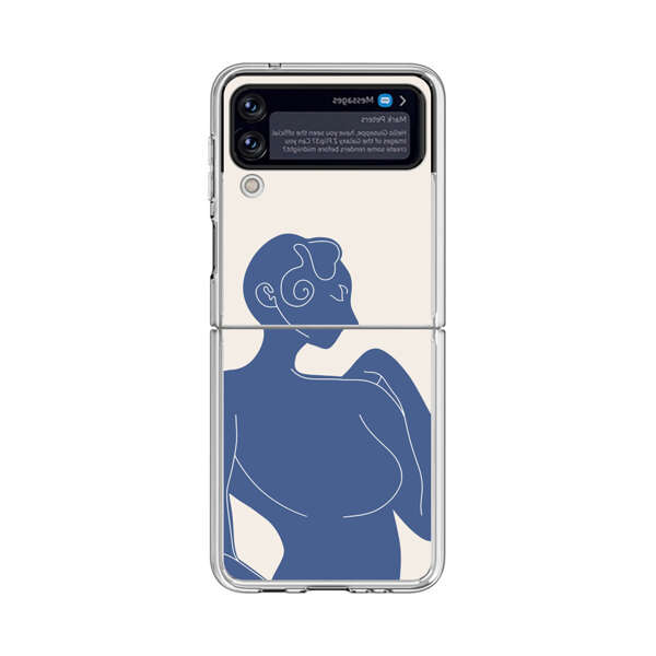 Minimalistic Abstract Female Silhouette Blue Samsung Galaxy Z Flip 4 Case