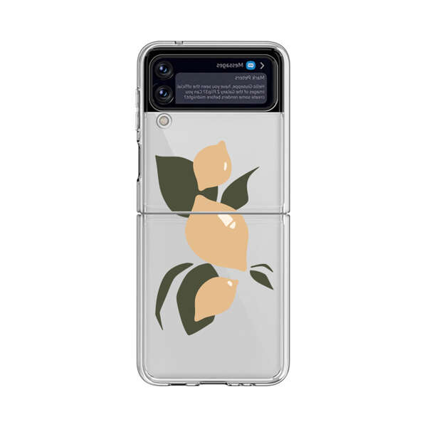 Minimalistic Beige Lemons with Green Leaves Samsung Galaxy Z Flip 4 Case