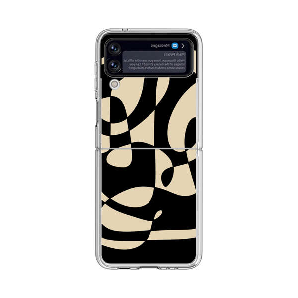 Modern Abstract Beige and Black Geometry Samsung Galaxy Z Flip 4 Case