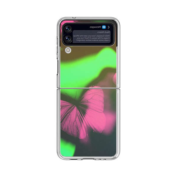 Pink Butterflies Green Background Samsung Galaxy Z Flip 4 Case