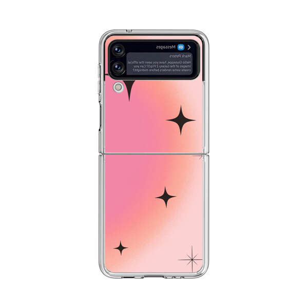 Pink Peach Gradient with Black Stars Samsung Galaxy Z Flip 4 Case
