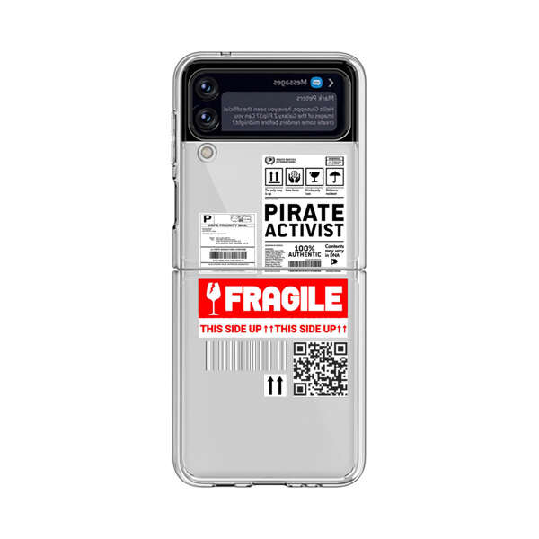 Pirate Activist Fragile Shipping Label Samsung Galaxy Z Flip 4 Case