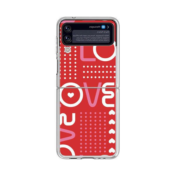 Red Love Typography Pattern Samsung Galaxy Z Flip 4 Case