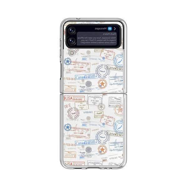 Vintage Passport Stamps Pattern Samsung Galaxy Z Flip 4 Case
