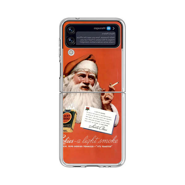 Vintage Santa Claus Smoking Lucky Strike Cigarettes Advertisement Samsung Galaxy Z Flip 4 Case