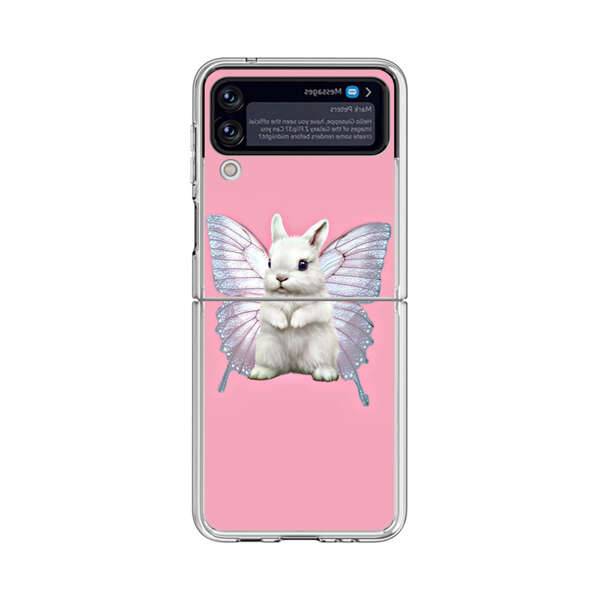 White Bunny with Butterfly Wings Samsung Galaxy Z Flip 4 Case