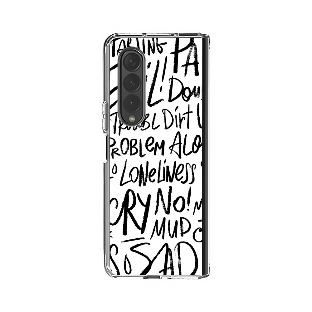 Black and White Negative Words Pattern Samsung Galaxy Z Fold 3 (5G) Case
