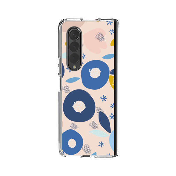 Abstract Floral Pattern with Blue, Pink and Mustard Flowers Samsung Galaxy Z Fold 3 (5G) Case