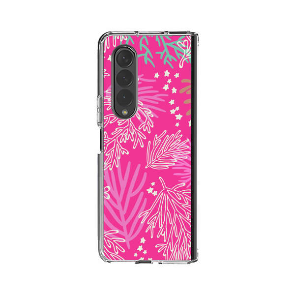 Bright Pink Tropical Leaf Pattern Samsung Galaxy Z Fold 3 (5G) Case