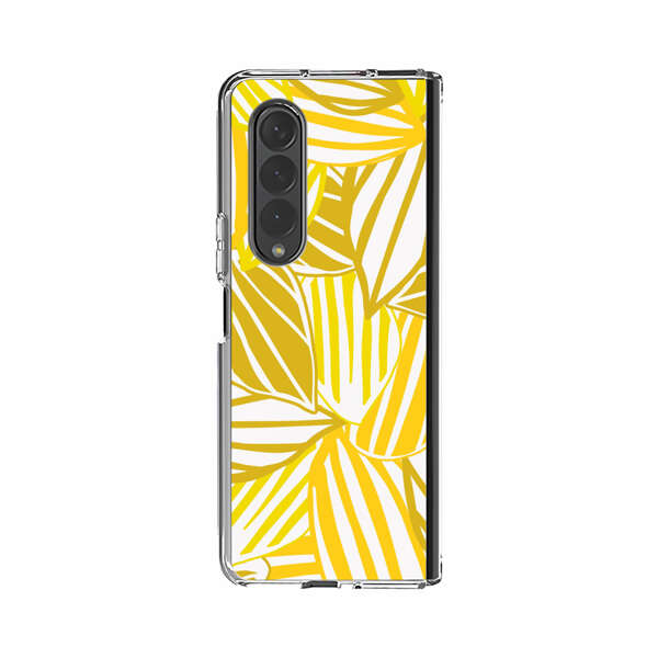 Bright Yellow Striped Tropical Leaves Pattern Samsung Galaxy Z Fold 3 (5G) Case