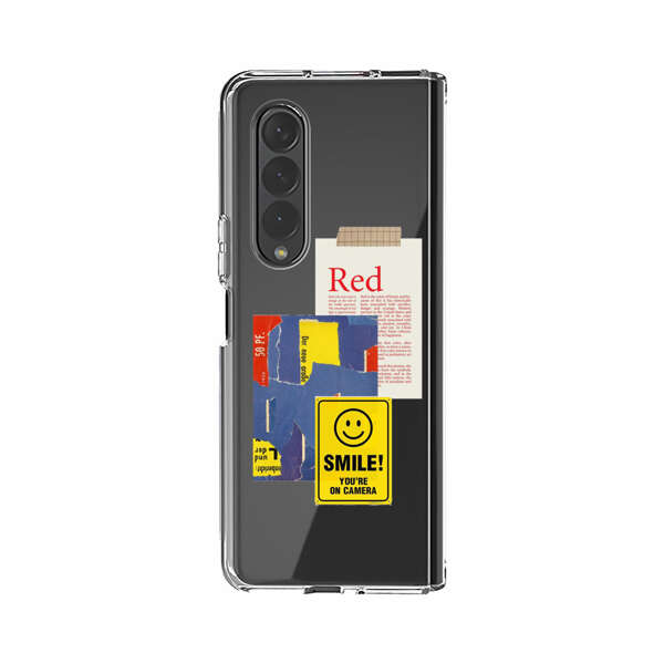 Collage Torn Paper Smiley Face Yellow Sign Samsung Galaxy Z Fold 3 (5G) Case