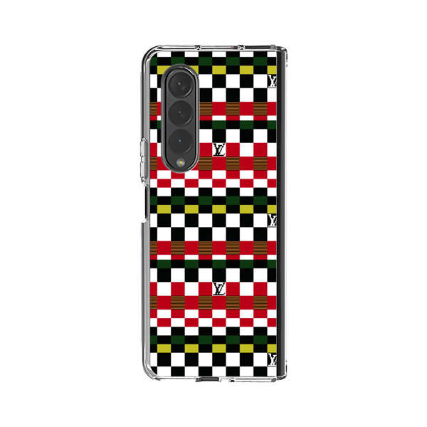 Colorful Checkerboard Stripes Pattern Samsung Galaxy Z Fold 3 (5G) Case