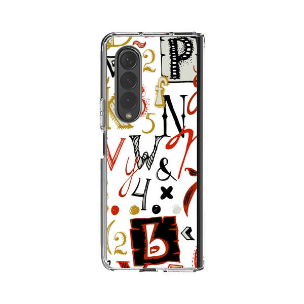 Colorful Hand Drawn Letters and Numbers Pattern Samsung Galaxy Z Fold 3 (5G) Case