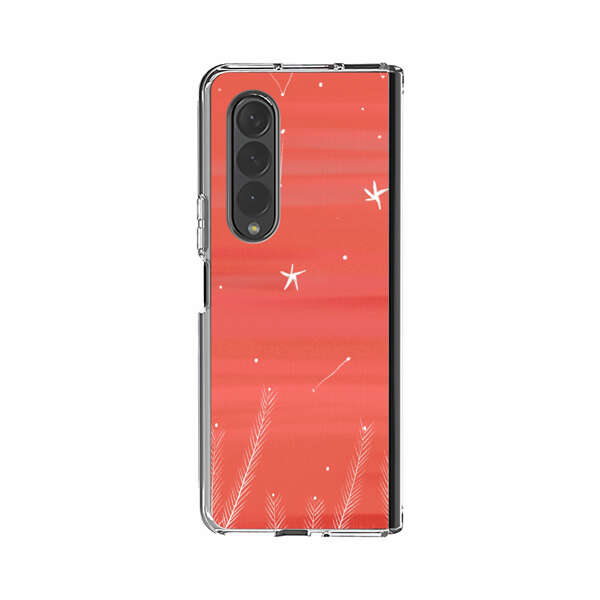 Coral Night Sky with Stars and Plants Samsung Galaxy Z Fold 3 (5G) Case