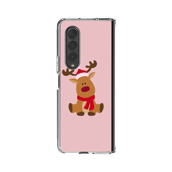 Cute Reindeer with Santa Hat and Red Scarf Samsung Galaxy Z Fold 3 (5G) Case