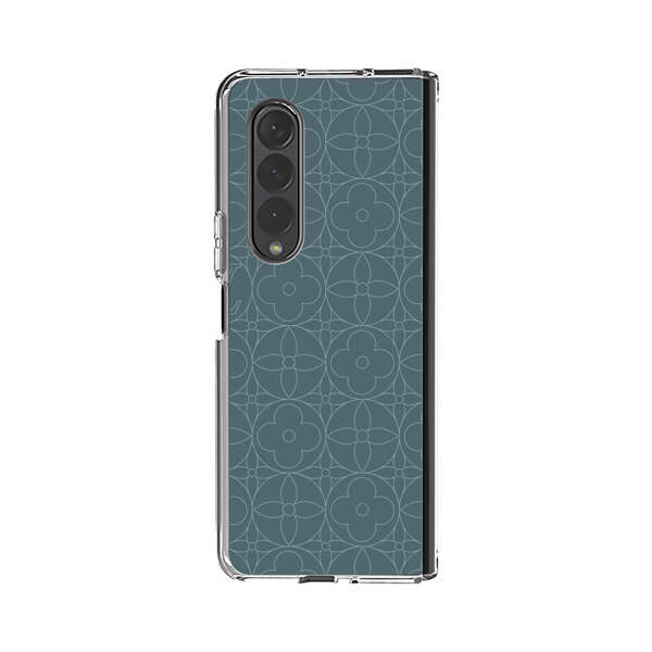 Elegant Blue Geometric Floral Pattern Samsung Galaxy Z Fold 3 (5G) Case