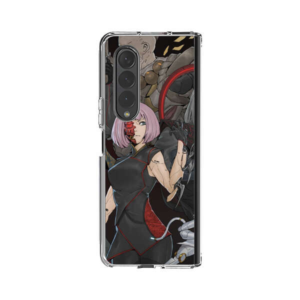 Futuristic Cyberpunk Warriors and Robotic Cat in Dynamic Pose Samsung Galaxy Z Fold 3 (5G) Case