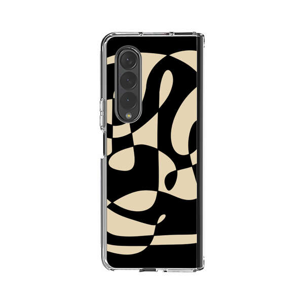 Modern Abstract Beige and Black Geometry Samsung Galaxy Z Fold 3 (5G) Case