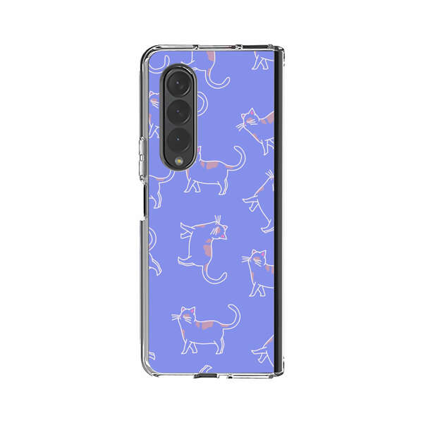 Playful Cartoon Cats on Purple Background Samsung Galaxy Z Fold 3 (5G) Case