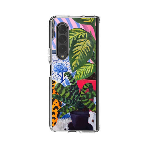 Vibrant Tropical Plants and Decorative Vases Samsung Galaxy Z Fold 3 (5G) Case