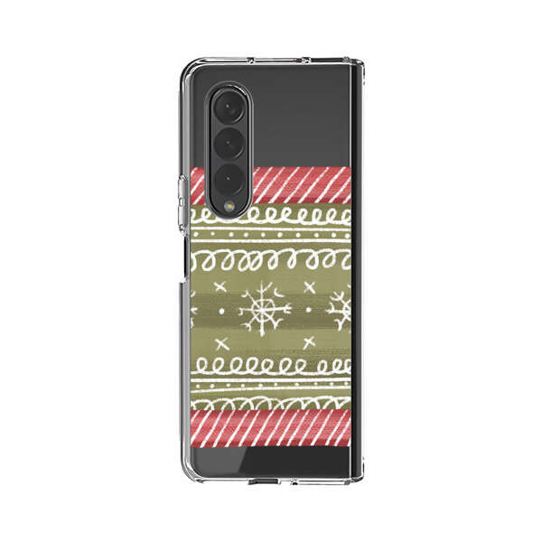 Winter Pattern with Snowflakes and Red Stripes Samsung Galaxy Z Fold 3 (5G) Case