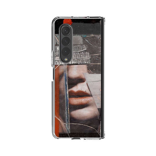 Abstract Collage Close Up Face Samsung Galaxy Z Fold 4 Case