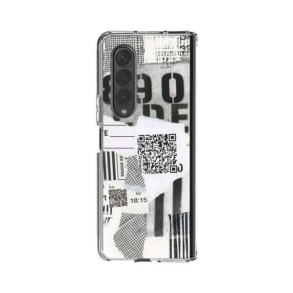Abstract Collage Torn Paper Barcodes Samsung Galaxy Z Fold 4 Case