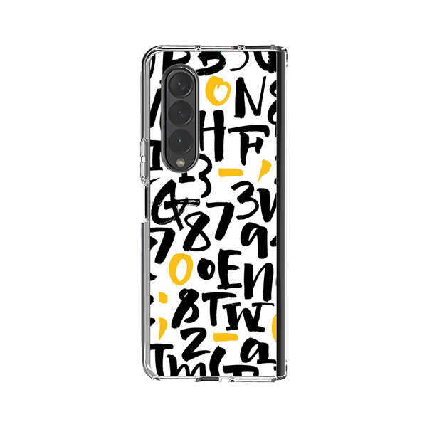 Abstract Typography Letter Number Pattern Samsung Galaxy Z Fold 4 Case