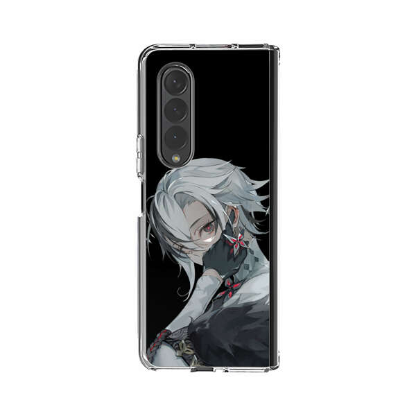 Anime Character with Silver Hair and Dark Feathers Samsung Galaxy Z Fold 4 Case