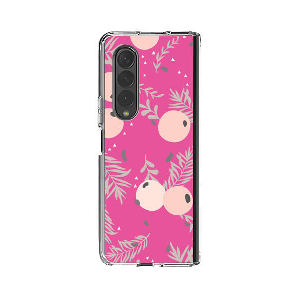 Berries Floral Pattern Pink Background Samsung Galaxy Z Fold 4 Case