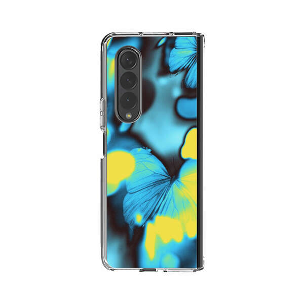 Blue Butterflies Glowing Abstract Background Samsung Galaxy Z Fold 4 Case