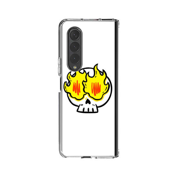 Cartoon Skull with Flames Samsung Galaxy Z Fold 4 Case