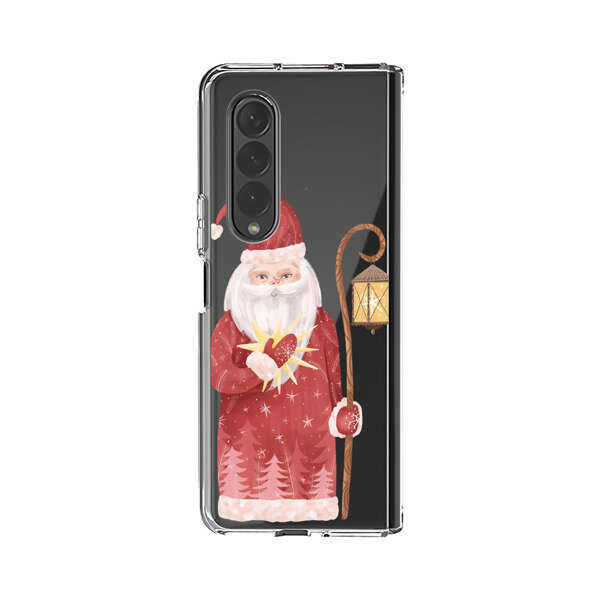Charming Santa Claus Holding Glowing Heart and Lantern Samsung Galaxy Z Fold 4 Case