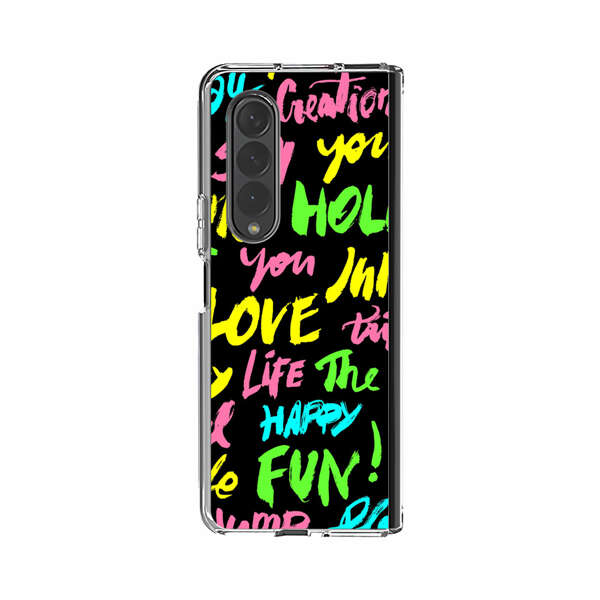 Colorful Positive Motivational Words Pattern Samsung Galaxy Z Fold 4 Case
