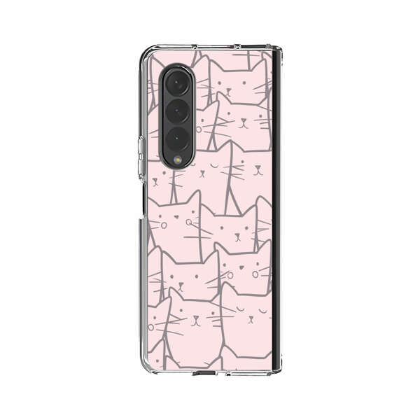 Cute Hand Drawn Cat Pattern Samsung Galaxy Z Fold 4 Case