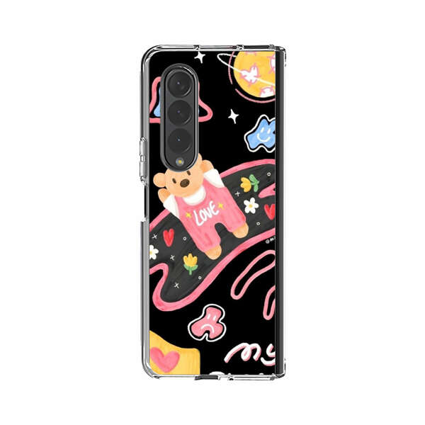 Cute Teddy Bear Love Space Design Samsung Galaxy Z Fold 4 Case