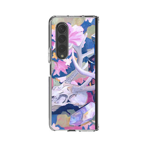Floral Ornate Vases with Antlers Skull and Crystal Samsung Galaxy Z Fold 4 Case