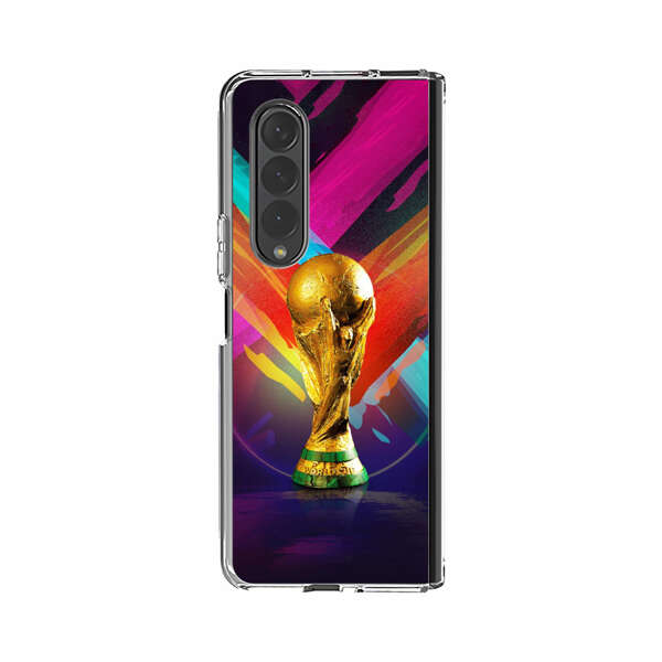 Golden Soccer Trophy with Colorful Abstract Background Samsung Galaxy Z Fold 4 Case