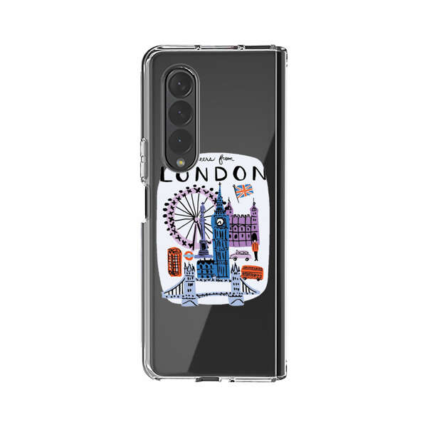 London Iconic Landmarks Illustration Samsung Galaxy Z Fold 4 Case