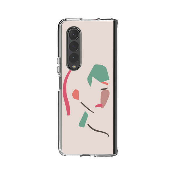 Minimalist Abstract Line Art Woman Face Samsung Galaxy Z Fold 4 Case