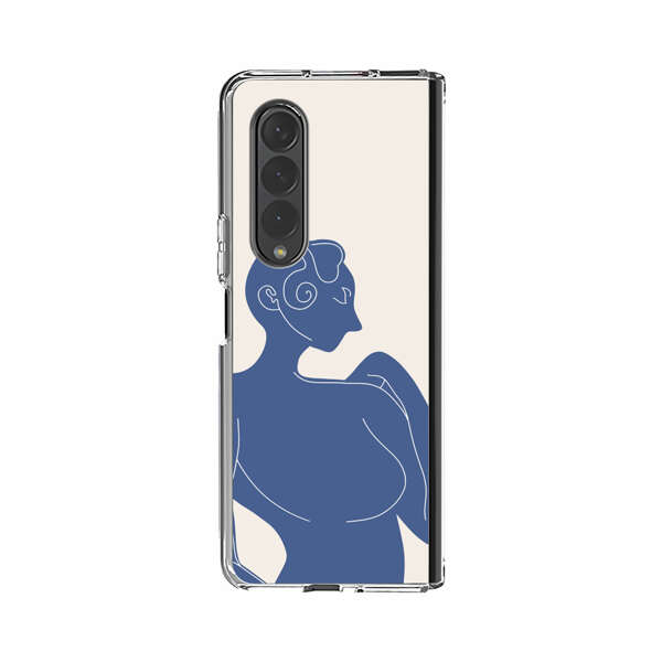 Minimalistic Abstract Female Silhouette Blue Samsung Galaxy Z Fold 4 Case