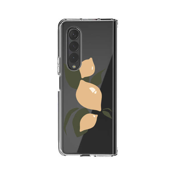 Minimalistic Beige Lemons with Green Leaves Samsung Galaxy Z Fold 4 Case