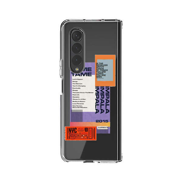 Modern Graphic Collage with Typography and Ticket Elements Samsung Galaxy Z Fold 4 Case