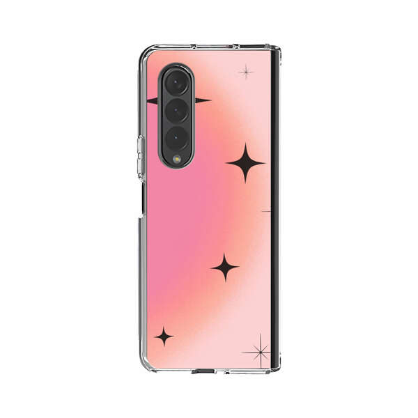 Pink Peach Gradient with Black Stars Samsung Galaxy Z Fold 4 Case