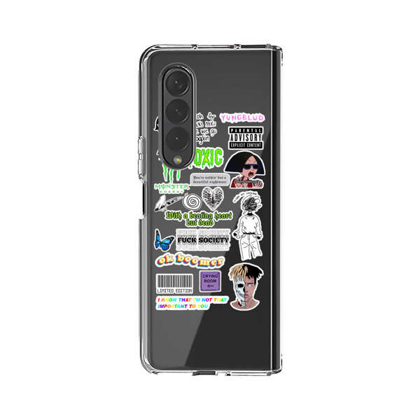 Sticker Collage Edgy Expressive Pop Culture Samsung Galaxy Z Fold 4 Case
