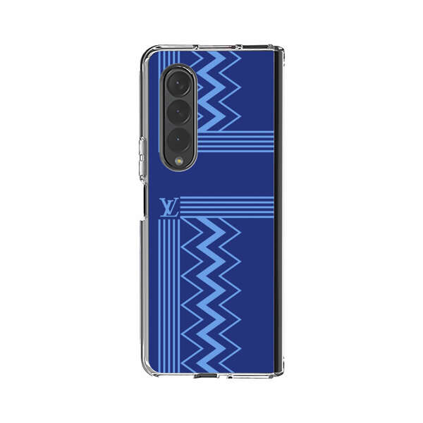 Stylish Geometric Zigzag Pattern in Blue Samsung Galaxy Z Fold 4 Case