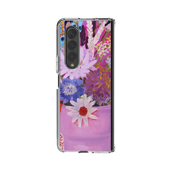 Vibrant Floral Bouquet in Pink Vase Samsung Galaxy Z Fold 4 Case