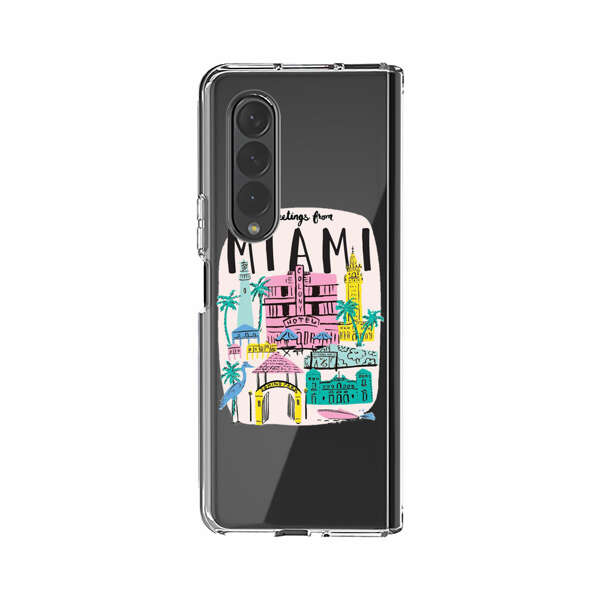Vibrant Miami Cityscape Illustration Samsung Galaxy Z Fold 4 Case