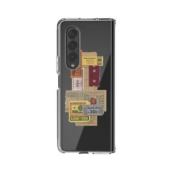 Vintage Admission and Raffle Tickets Collage Samsung Galaxy Z Fold 4 Case